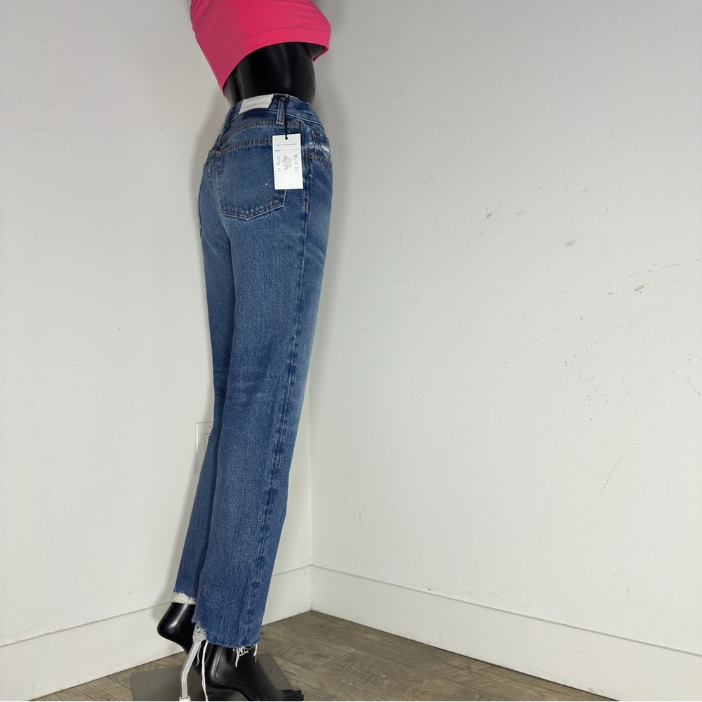 $265 NWT RE/DONE 70s Stove Pipe High Rise Button Fly Knee Rip Jeans Size 25 - Picture 7 of 15